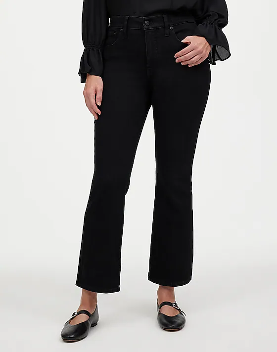 Madewell The Petite Curvy Kickout Crop Jean Black Rinse Wash