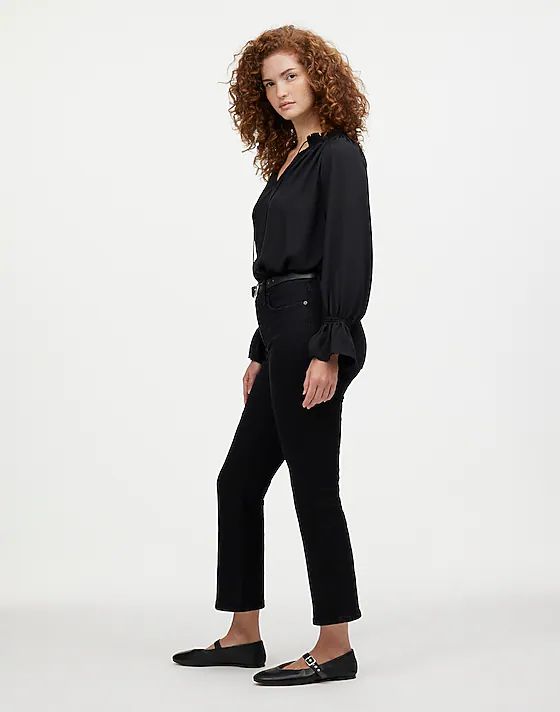 Madewell The Petite Curvy Kickout Crop Jean Black Rinse Wash