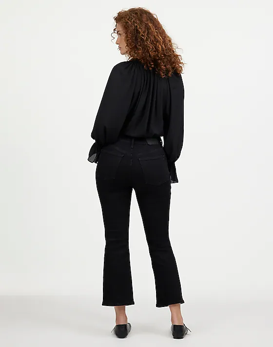 Madewell The Petite Curvy Kickout Crop Jean Black Rinse Wash