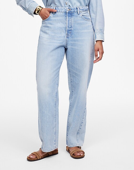 Madewell The Petite Curvy Pieced Barrel-Leg Jean Foster Wash