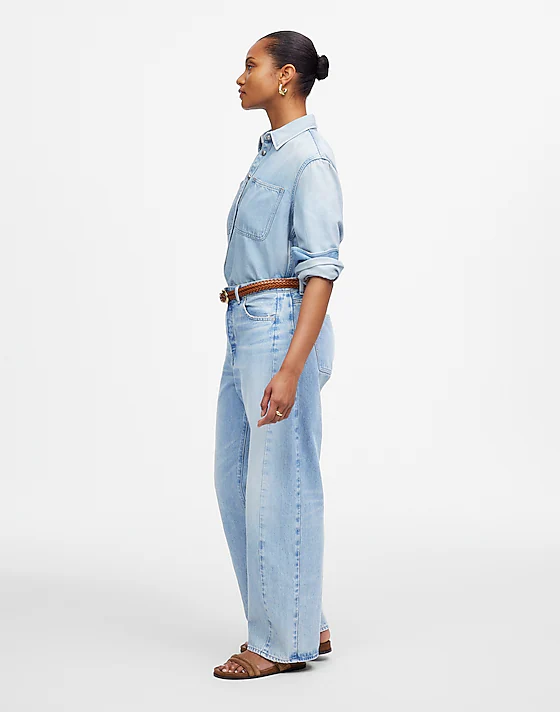 Madewell The Petite Curvy Pieced Barrel-Leg Jean Foster Wash
