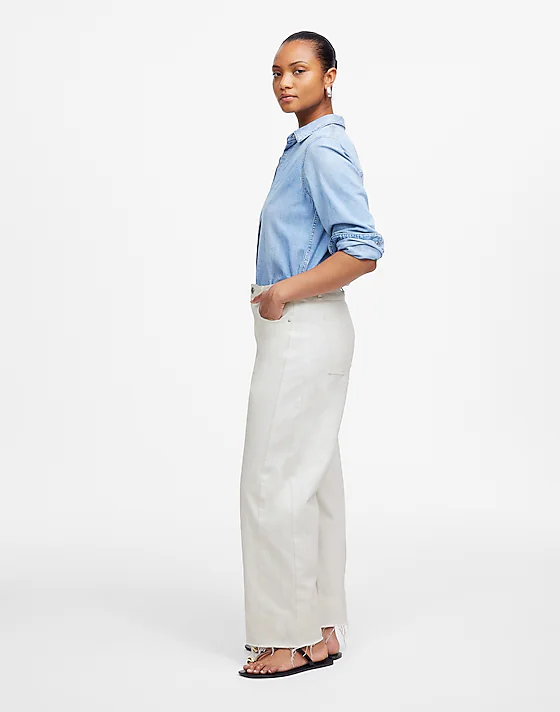 Madewell The Petite Curvy Pieced Barrel-Leg Jean Tile White