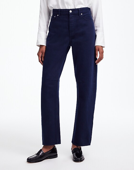 Madewell The Petite Darted Barrel-Leg Jean In Garment Dye Juniper Berry