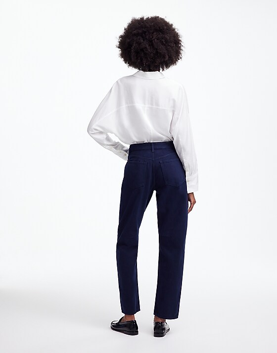 Madewell The Petite Darted Barrel-Leg Jean In Garment Dye Juniper Berry