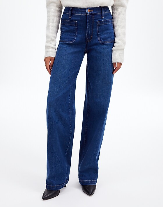 Madewell The Petite Emmett Wide-Leg Full Length Jean: Patch Pocket Edition Allentown Wash