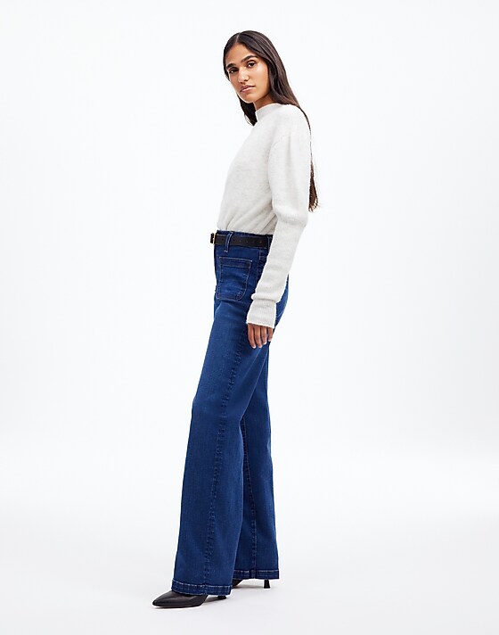 Madewell The Petite Emmett Wide-Leg Full Length Jean: Patch Pocket Edition Allentown Wash