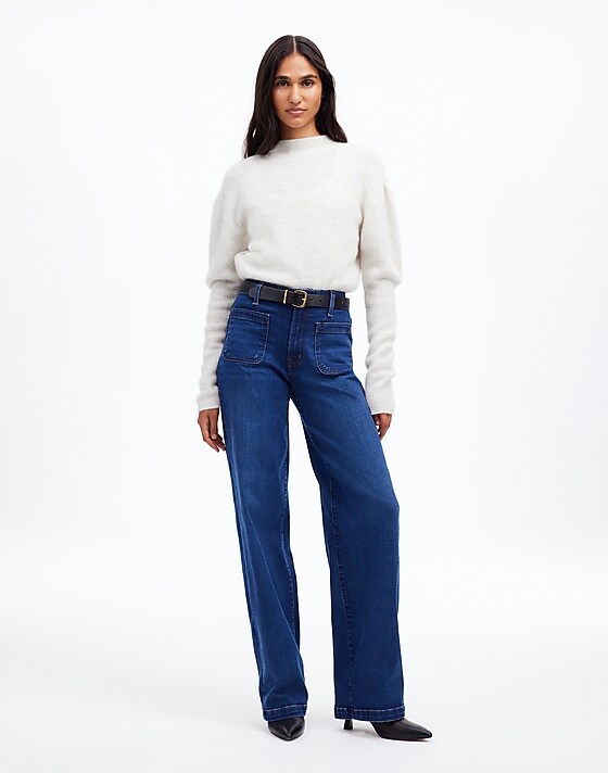 madewell The Petite Emmett Wide-Leg Full Length Jean: Patch Pocket Edition allentown wash