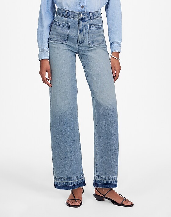 Madewell The Petite Emmett Wide-Leg Jean: Let Down Hem Edition Banning Wash