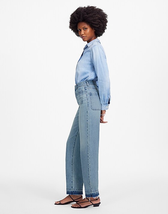 Madewell The Petite Emmett Wide-Leg Jean: Let Down Hem Edition Banning Wash