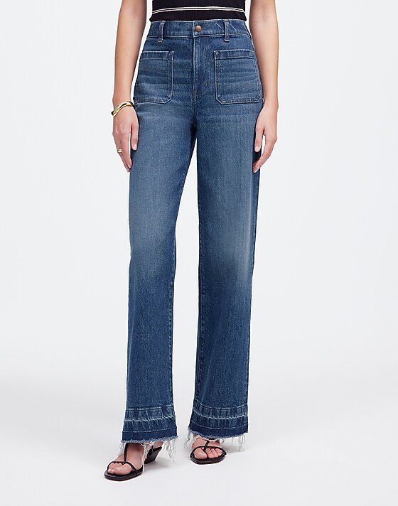 Madewell The Petite Emmett Wide-Leg Jean: Let Down Hem Edition Archbald Wash