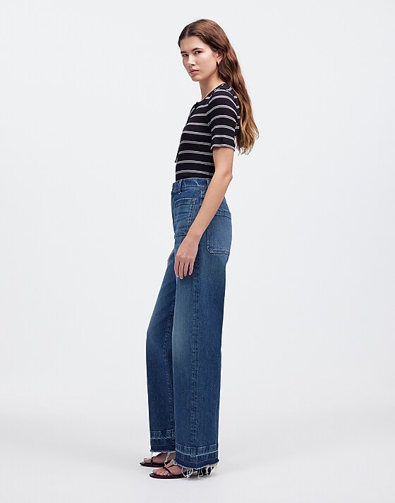 Madewell The Petite Emmett Wide-Leg Jean: Let Down Hem Edition Archbald Wash