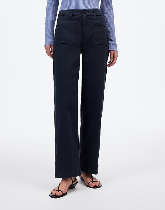Madewell The Petite Emmett Wide-Leg Pant: Patch Pocket Edition Dark Navy