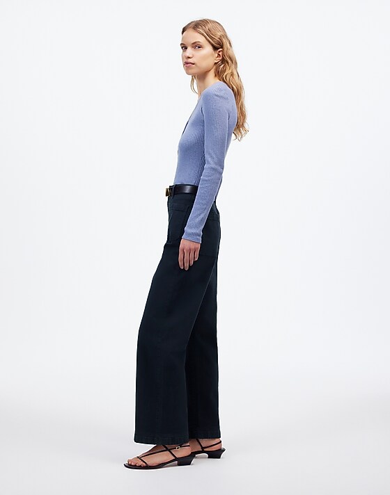 Madewell The Petite Emmett Wide-Leg Pant: Patch Pocket Edition Dark Navy