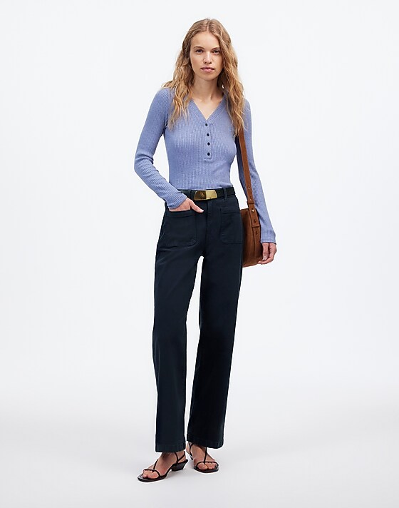 madewell The Petite Emmett Wide-Leg Pant: Patch Pocket Edition dark navy