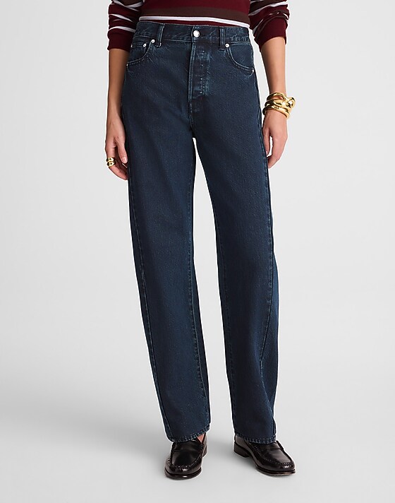Madewell The Pieced Barrel-Leg Full-Length Jean Blue Black Wash