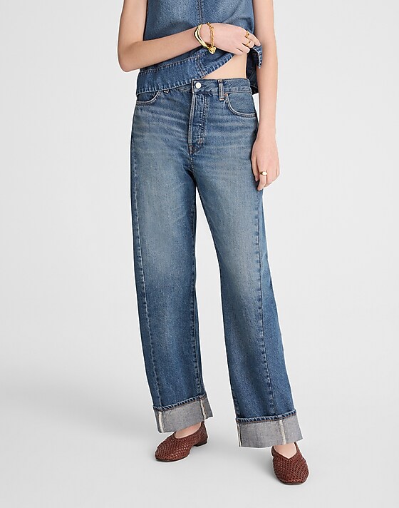 Madewell The Pieced Barrel-Leg Full-Length Jean Mosby Wash