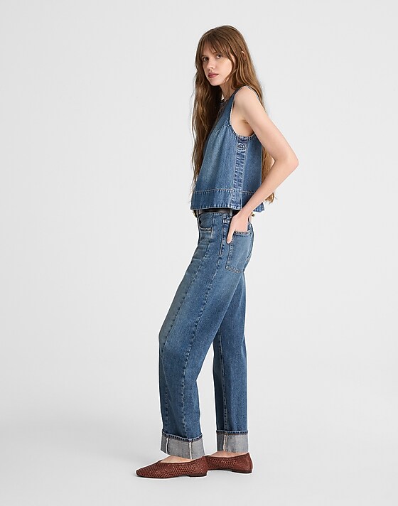 Madewell The Pieced Barrel-Leg Full-Length Jean Mosby Wash