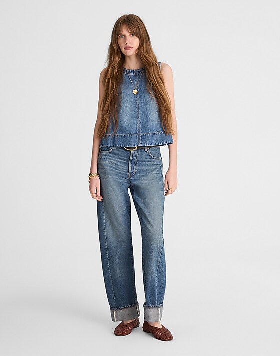 madewell The Pieced Barrel-Leg Full-Length Jean mosby wash