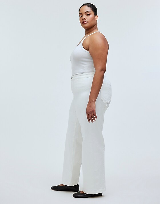 Madewell The Plus Curvy Emmett Wide-Leg Jean In Tile White: Welt Pocket Edition Tile White