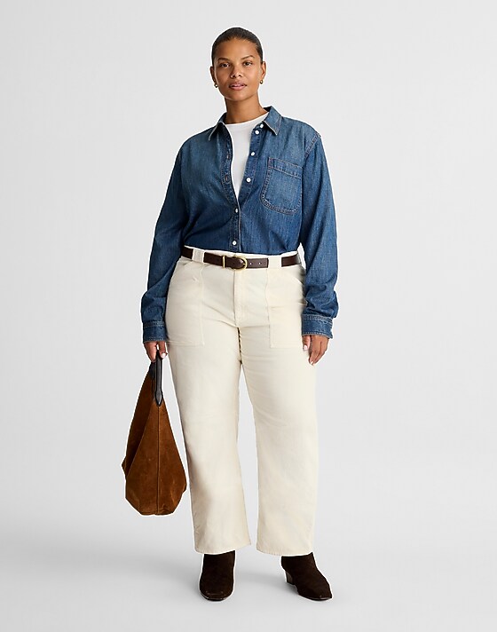 madewell The Plus Darted Barrel-Leg Utility Pant in Corduroy vintage canvas