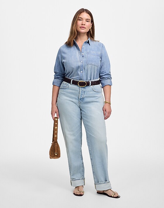 madewell The Plus Dean Easy Straight Jean in Foster Wash foster wash