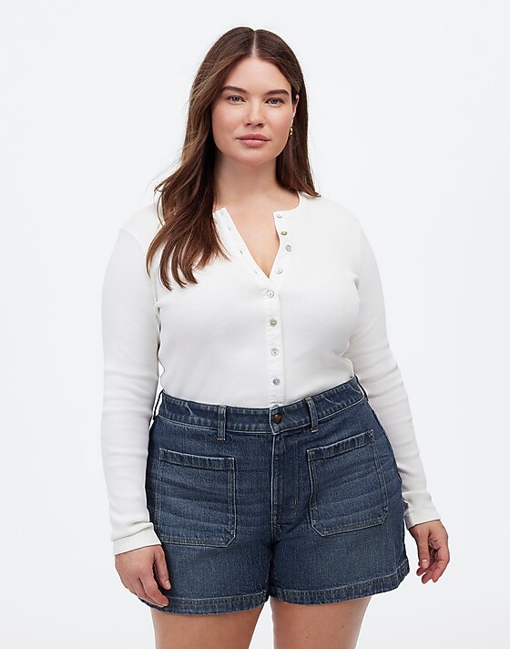 Madewell The Plus Denim Emmett Short In Archbald Wash: Patch Pocket Edition Archbald Wash