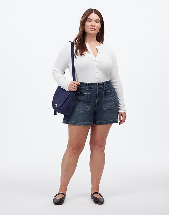 madewell The Plus Denim Emmett Short in Archbald Wash: Patch Pocket Edition archbald wash