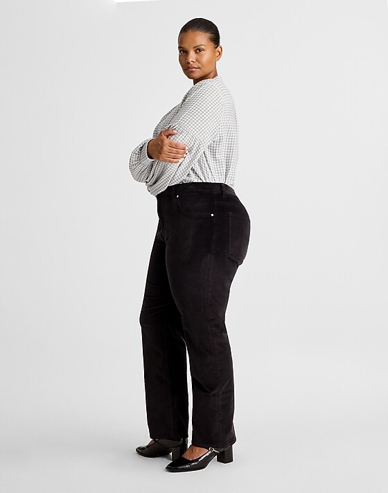 Madewell The Plus Longline Straight Pant In Velvet Jet Black