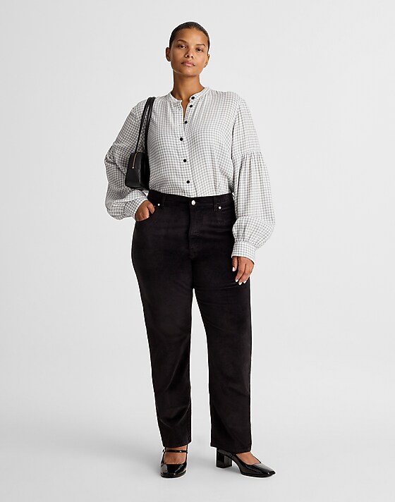 madewell The Plus Longline Straight Pant in Velvet jet black