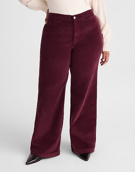 Madewell The Plus Wide-Leg Pant In Corduroy Dark Pomegranate