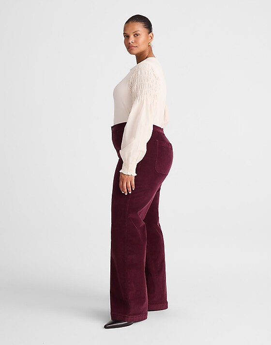 Madewell The Plus Wide-Leg Pant In Corduroy Dark Pomegranate
