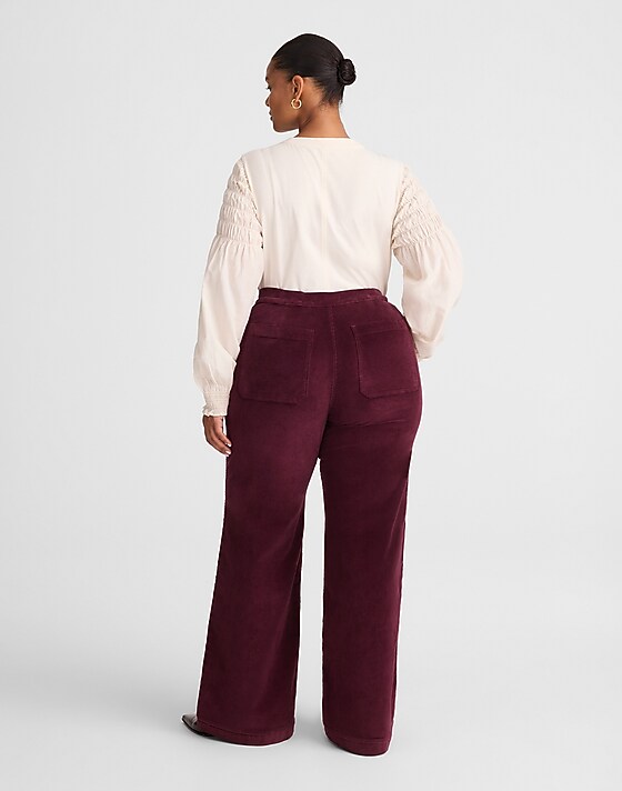 Madewell The Plus Wide-Leg Pant In Corduroy Dark Pomegranate