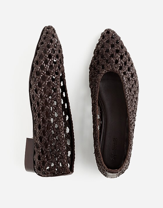 Madewell The Ruth Ballet Flat In Woven Leather Dark Carob
