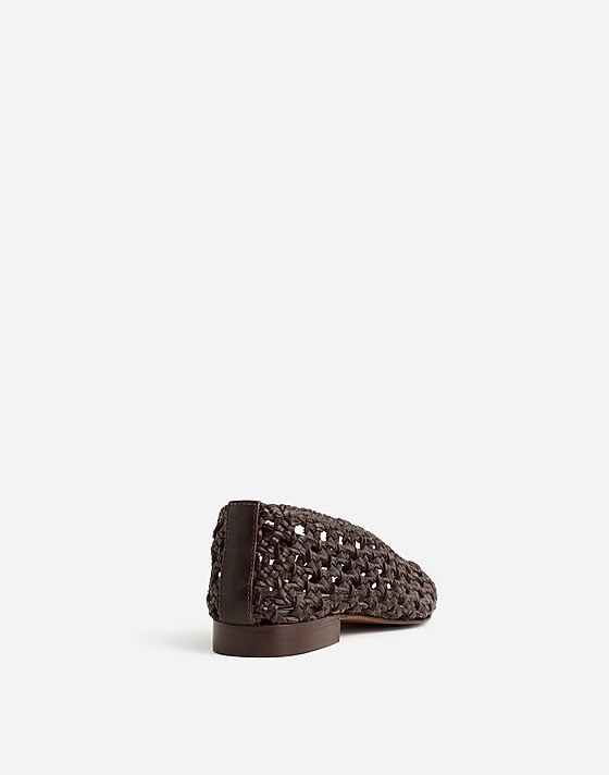 Madewell The Ruth Ballet Flat In Woven Leather Dark Carob