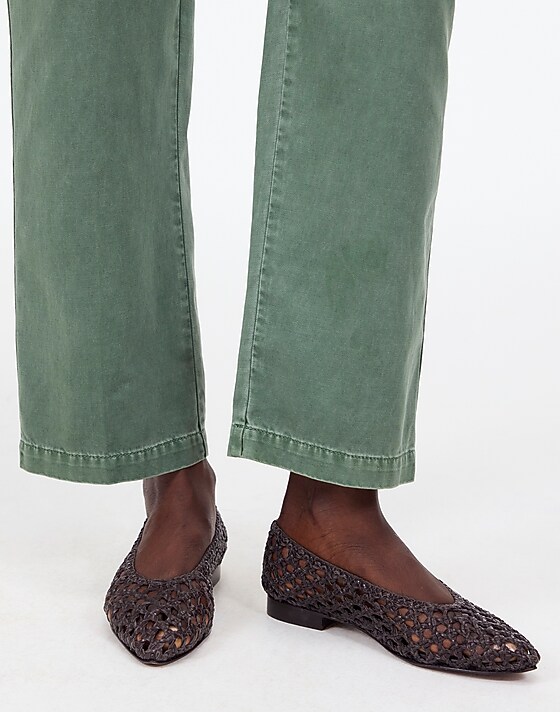 Madewell The Ruth Ballet Flat In Woven Leather Dark Carob