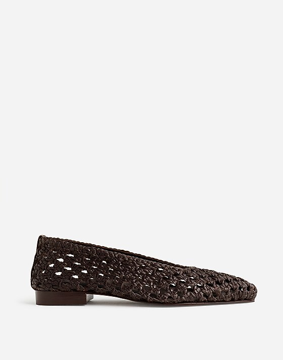 madewell The Ruth Ballet Flat in Woven Leather dark carob