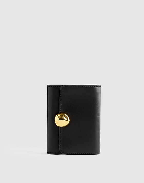 madewell The Sculpted Metal Trifold Wallet true black