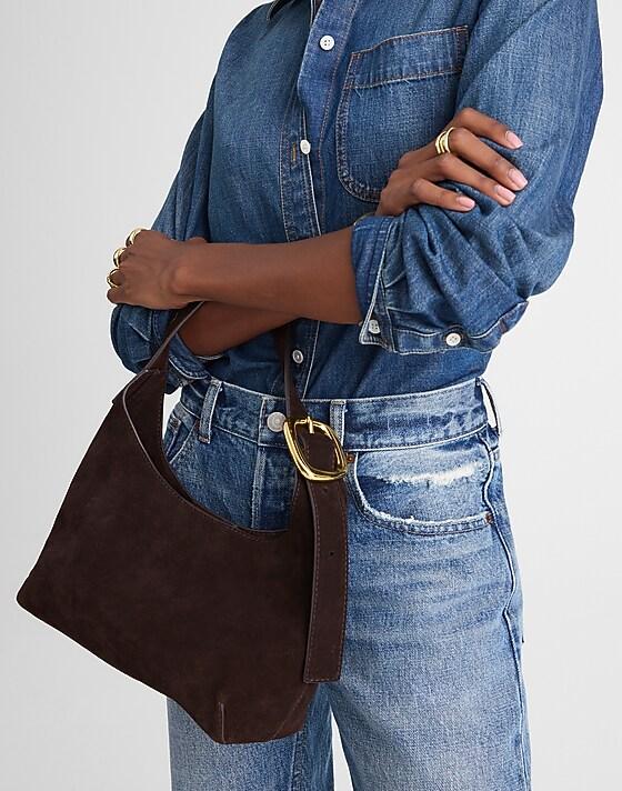 Madewell The Sculptural-Buckle Shoulder Bag Dark Carob