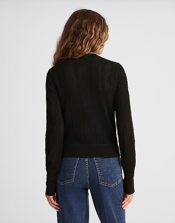 Madewell The Signature Knit Pointelle Cardigan Abyss