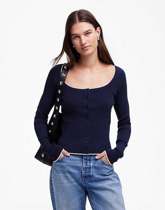 Madewell The Signature Knit Scoopneck Cardigan Winter White