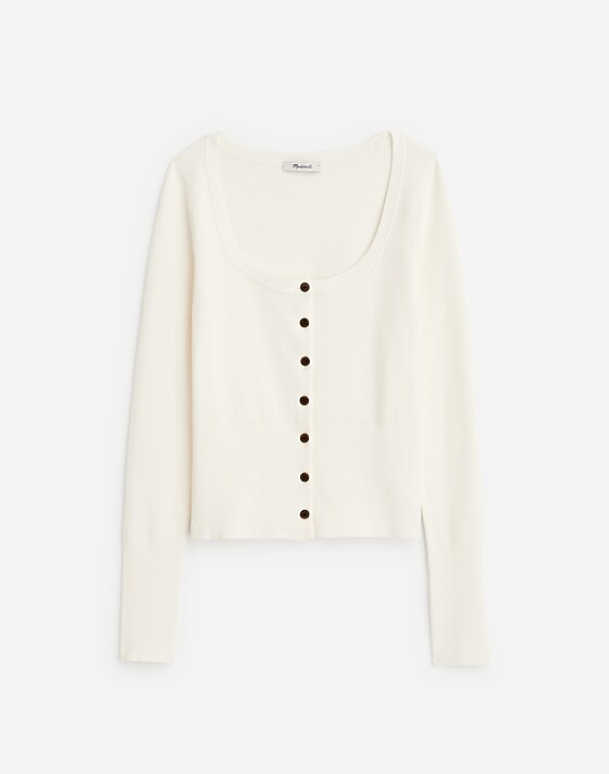 madewell The Signature Knit Scoopneck Cardigan winter white