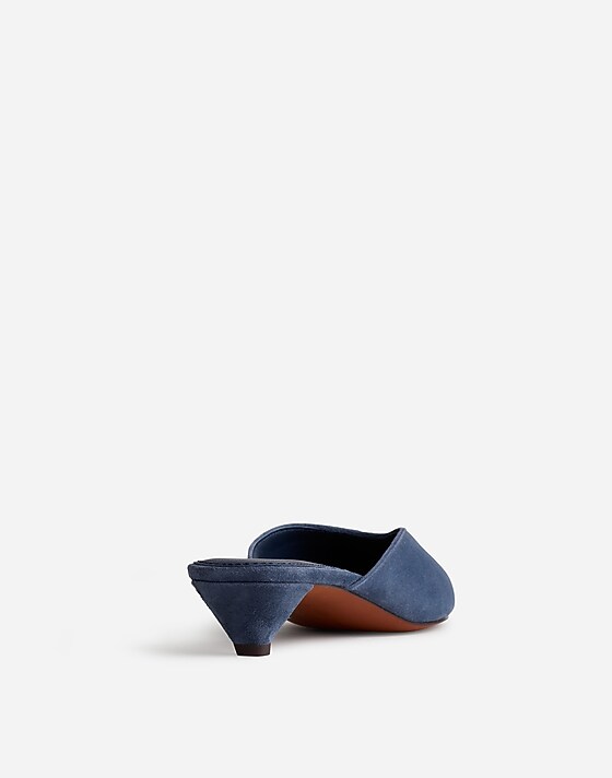 Madewell The Simone Kitten-Heel Mules In Suede Basalt Blue