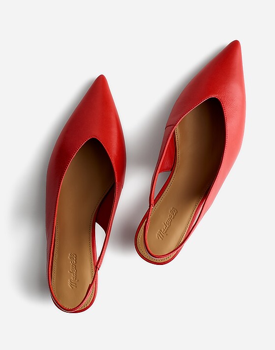 Madewell The Simone Kitten-Heel Slingback Pumps Bandana Red