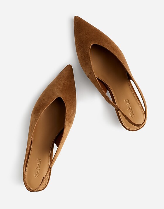 Madewell The Simone Kitten-Heel Slingback Pumps Dried Acorn