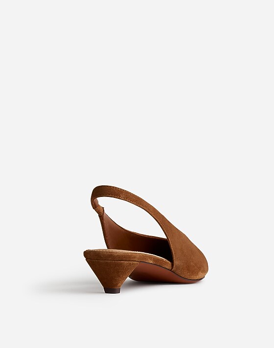 Madewell The Simone Kitten-Heel Slingback Pumps Dried Acorn
