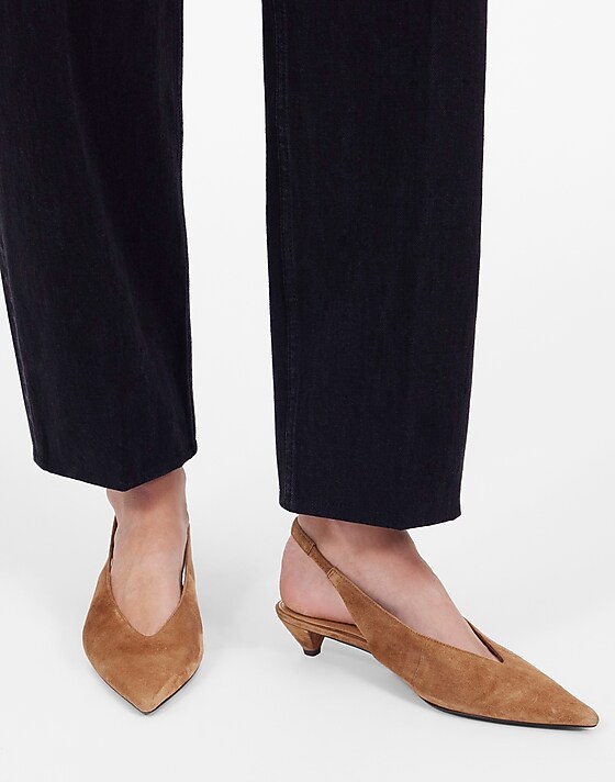 Madewell The Simone Kitten-Heel Slingback Pumps Dried Acorn