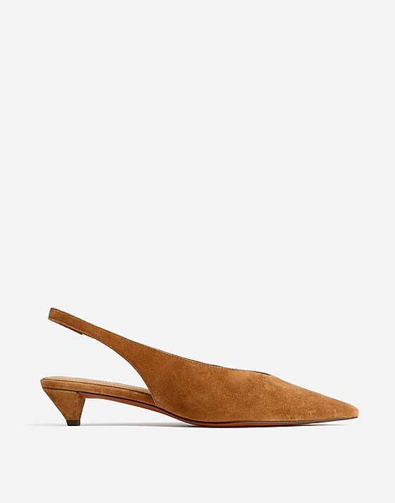 madewell The Simone Kitten-Heel Slingback Pumps dried acorn