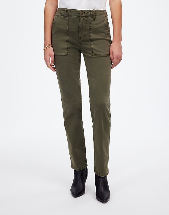 Madewell The Slim Straight Utility Pant In Garment Dye Faded Ivy