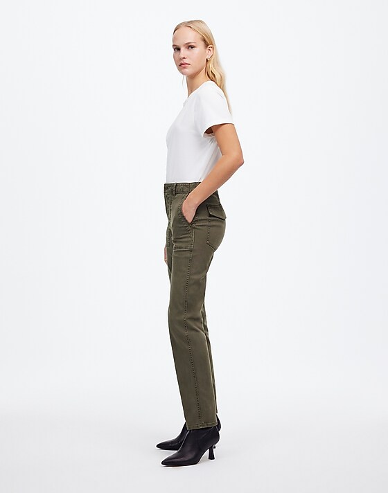 Madewell The Slim Straight Utility Pant In Garment Dye Faded Ivy
