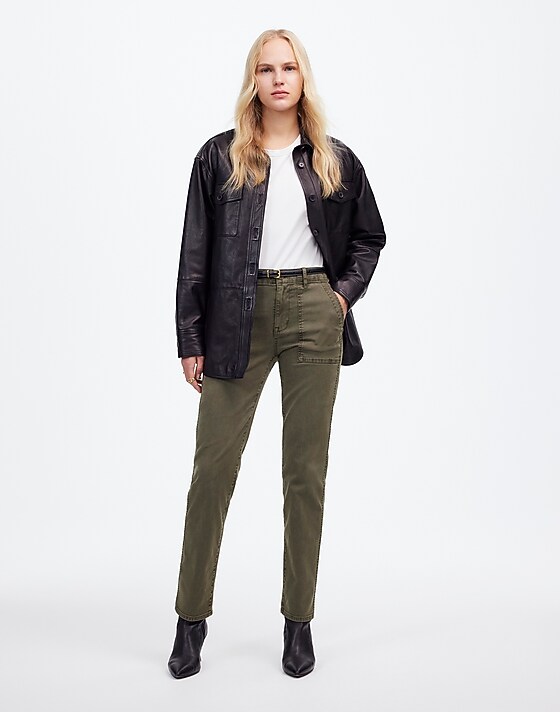 madewell The Slim Straight Utility Pant in Garment Dye faded ivy